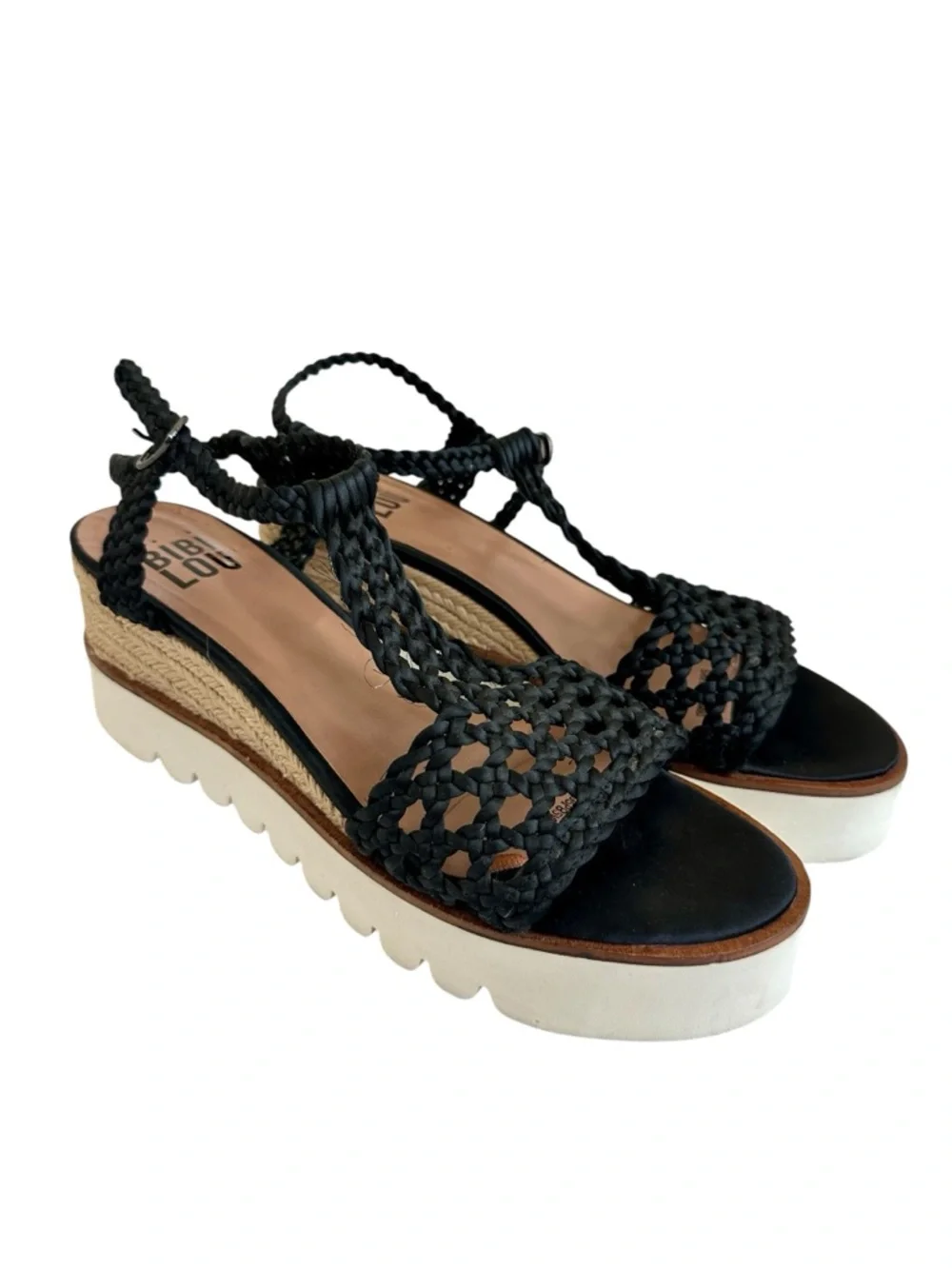 Bibi Lou Ariel Woven Platform Sandals Black Braided Espadrille Size 40/9